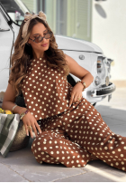 materiálové Kalhoty balloon w Bodky  Sweet Dots čokoládové