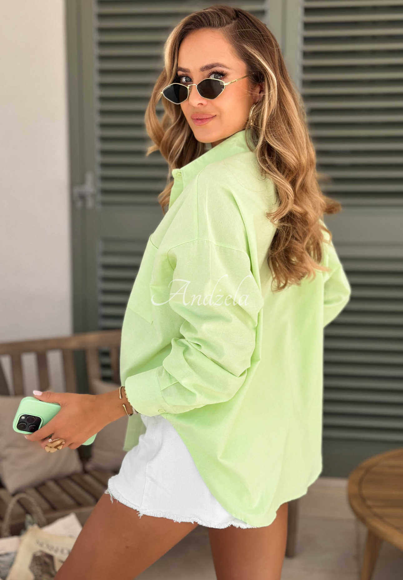 Bavlněná košile oversize Sunny Life pistáciová