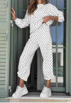 Tepláková souprava Mikina i Kalhoty w Bodky  Vita Dots Bílá