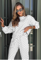 Tepláková souprava Mikina i Kalhoty w Bodky  Vita Dots Bílá