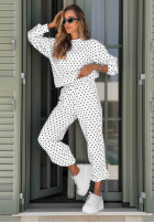 Tepláková souprava Mikina i Kalhoty w Bodky  Vita Dots Bílá