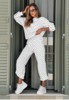 Tepláková souprava Mikina i Kalhoty w Bodky  Vita Dots Bílá