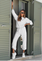 Tepláková souprava Mikina i Kalhoty w Bodky  Vita Dots Bílá