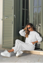 Tepláková souprava Mikina i Kalhoty w Bodky  Vita Dots Bílá