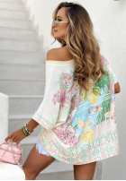 Wzorzysta Halenka oversize z dekoltem Dolce Capri ecru