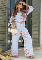 Souprava Halenka i Kalhoty w kwiaty Sunny Harmony béžový