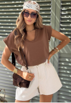 Tričko V-neck čokoládový