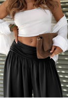 Zwiewne Kalhoty haremki ze ściągaczami Coastal Sand bílé