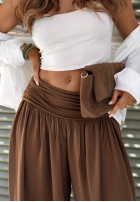 Zwiewne Kalhoty haremki ze ściągaczami Coastal Sand bílé