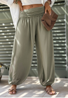 Zwiewne Kalhoty haremki ze ściągaczami Coastal Sand bílé