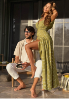 Šaty maxi w Bodky  Charming Dots olivová