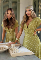 Šaty maxi w Bodky  Charming Dots olivová