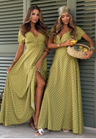 Šaty maxi w Bodky  Charming Dots olivová
