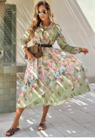 Ażurowa Šaty midi w kwiaty Floribella khaki