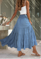 Sukně maxi z falbankami i gumką pasu Italian Sky modrá