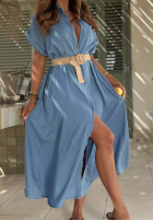 Koszulowa Šaty z paskiem Italian Sky modrá