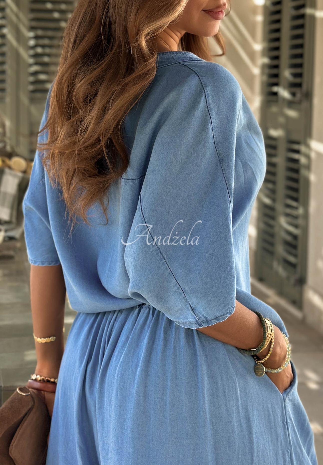 Košile s kapsičkou z lyocellu Italian Sky modrá