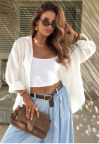 materiálové Kalhoty w paski Sunshine Story blankytné