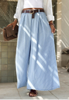 materiálové Kalhoty w paski Sunshine Story blankytné