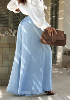 materiálové Kalhoty w paski Sunshine Story blankytné