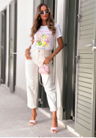 Tričko z nadrukiem Cachaca Lemon biało-blankytný