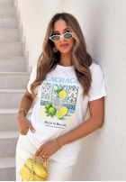 Tričko z nadrukiem Cachaca Lemon biało-blankytný