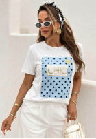Tričko z nadrukiem Dotty Chic biało-růžový