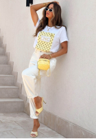 Tričko z nadrukiem Dotty Chic biało-růžový