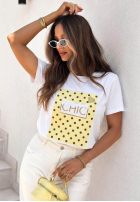 Tričko z nadrukiem Dotty Chic biało-růžový