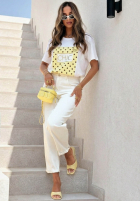 Tričko z nadrukiem Dotty Chic biało-růžový