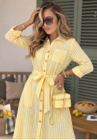 Koszulowa Šaty midi w kratę Spring Velvet Air blankytná