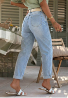 Kalhoty džínové  mom fit z paskiem Look Around modré