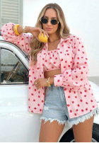 Košile w róże Velvet Rose pudrová růžová