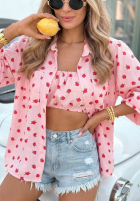 Košile w róże Velvet Rose pudrová růžová