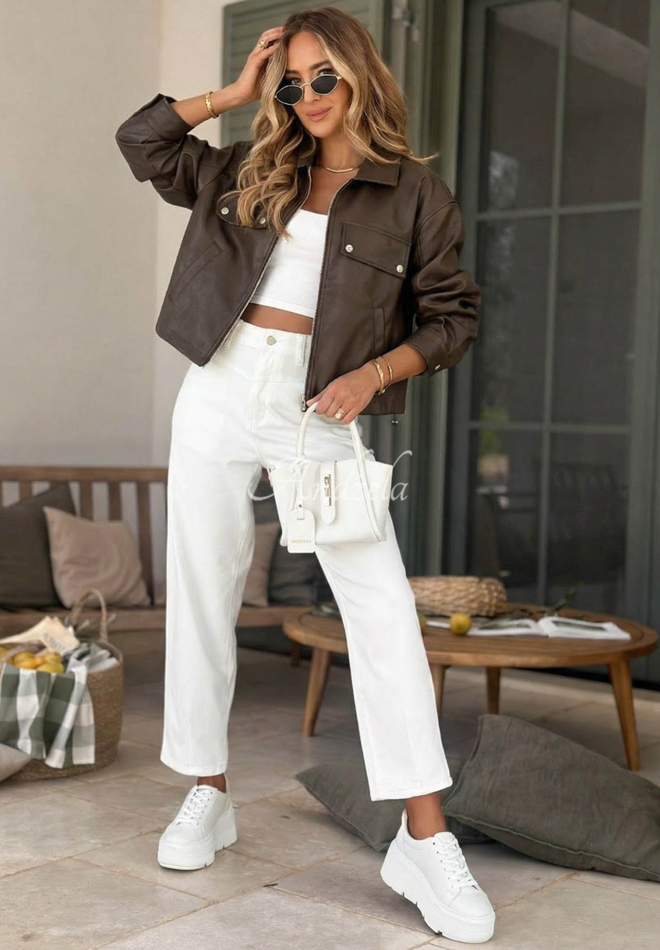 Skórzana Bunda z kołnierzykiem Less Is More čokoládová