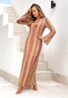 Dopasowana Šaty maxi vzorované El Fuerte żółto-oranžová