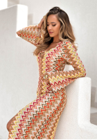 Dopasowana Šaty maxi vzorované El Fuerte żółto-oranžová