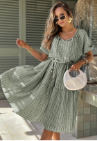 Šaty mini z bufkami w paski Sunny Shore pistáciová