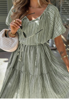 Šaty mini z bufkami w paski Sunny Shore pistáciová