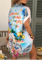 Košile z krótkimi rękawami vzorované Ciao Ciao niebiesko-růžová