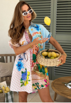 Košile z krótkimi rękawami vzorované Ciao Ciao niebiesko-růžová