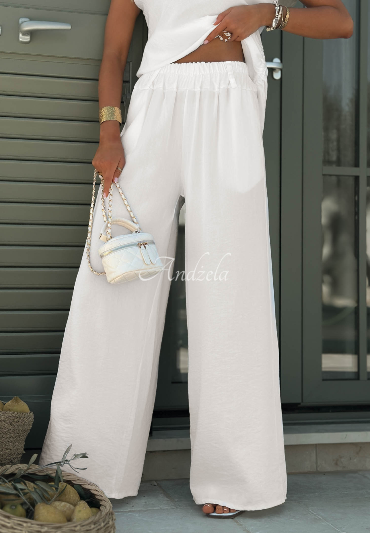 Souprava halenka a kalhoty s bavlnou a viskózou Glow Mood ecru