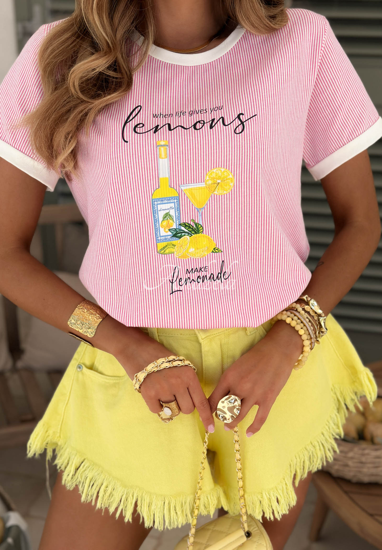 Džínové šortky se širokými nohavicemi Endless Blue žluté