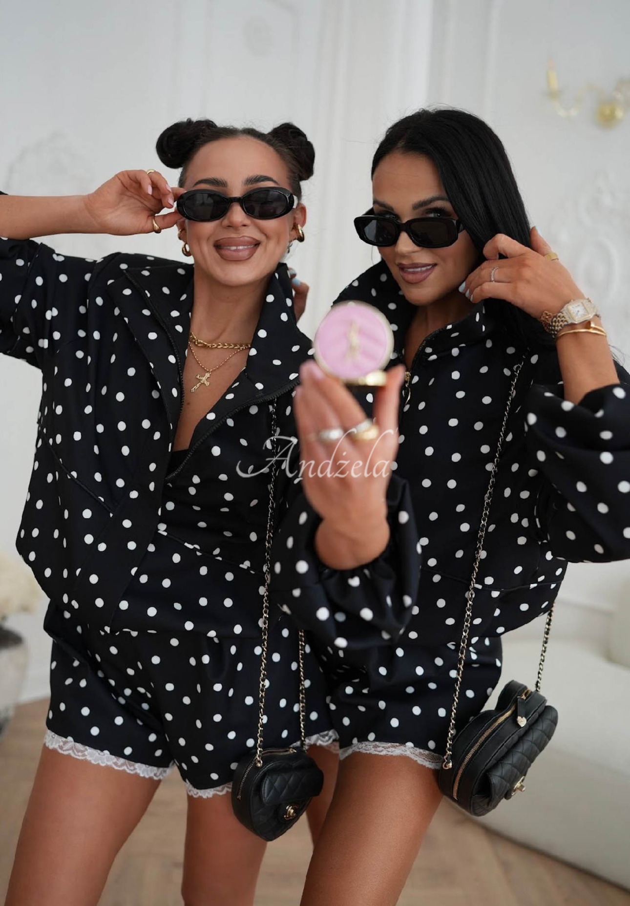 Viskózová bomberka s puntíky La Milla Dot Romance černá