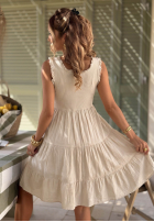 Šaty midi z falbankami Here I Am béžová