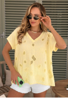 Ażurowy Tričko z dekoltem Sol Riviera Mokka