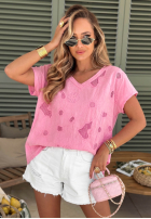 Ażurowy Tričko z dekoltem Sol Riviera Mokka