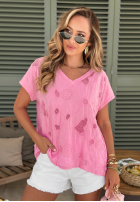 Ażurowy Tričko z dekoltem Sol Riviera Mokka