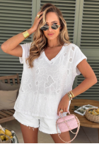 Ażurowy Tričko z dekoltem Sol Riviera Mokka