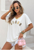 Tričko z panterkowym nadrukiem Amour Bílá